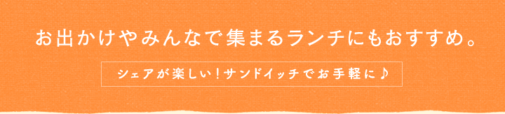 お出かけやみんなで集まるランチにもおすすめ。