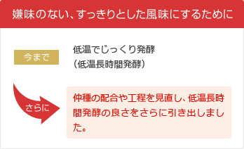 嫌味のない、すっきりとした風味にするために